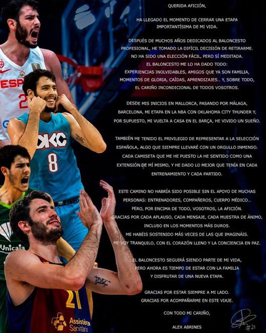 SleeperThunder's tweet image. Former Thunder Alex Abrines has announced his retirement, via his X account.
The sharpshooter averaged 5.3 points, 1.4 rebounds, 0.5 assists, and 0.5 steal across three seasons for OKC (2016-19).
Congrats on retirement my guy 🫡
#ThunderUp
