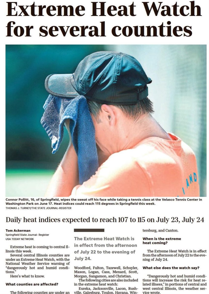 genaughton57's tweet image. “Extreme heat watch”
It’s going to hit 87° today.
In the middle of summer.
In Central IL.
We used to be a proper country.