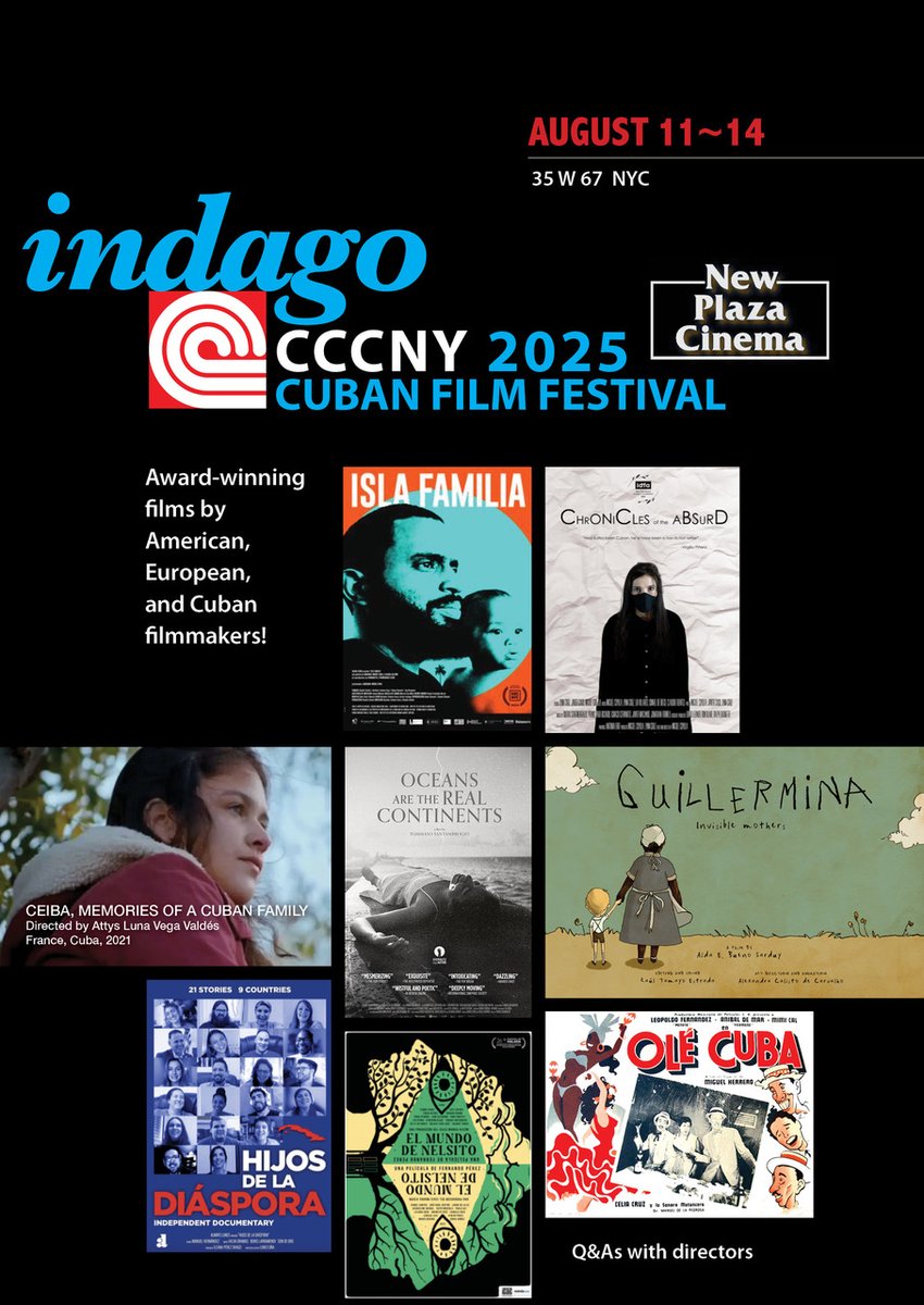 NewPlazaCinema's tweet image. We’re proud to join forces w/ @CCCdeNY for the 2025 SUMMER FILM FESTIVAL: INDAGO — Aug 11-14!
Eleven award-winning feature films, shorts, and documentaries by Cuban, American, and European filmmakers screening daily at @NewPlazaCinema
Schedule + Tickets:
newplazacinema.org/2025-summer-fi…