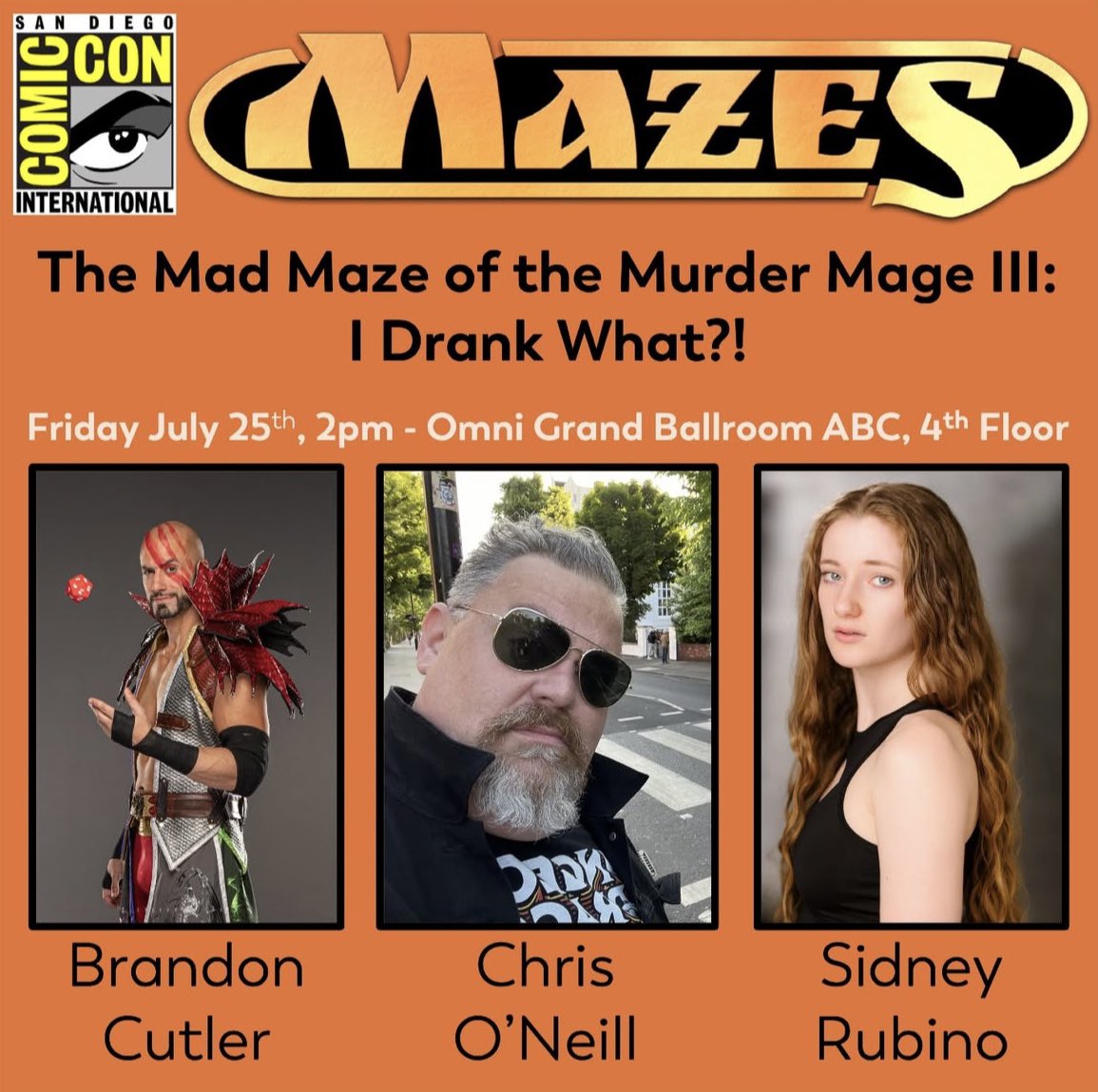 BranCutler's tweet image. Going to #SDCC? Catch my panel D&D Wrestle Royal at 10am Friday!
And I’ll be part of the Mad Maze panel at 2pm Friday