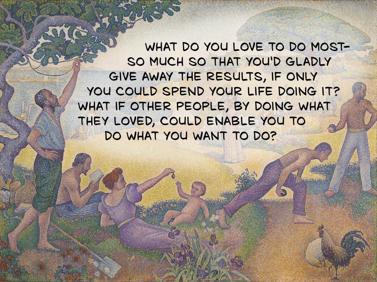 Thinc_Exworkers's tweet image. 1/2
"What do you love to do most—so much so that you'd gladly give away the results, if only you could spend your life doing it?"
"What if other people, by doing what they love, could enable you to do what you want to do?"
