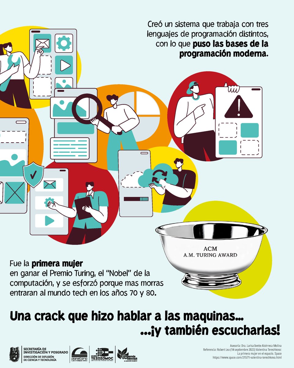 MuseoTezozomoc's tweet image. 💻✨ Frances Allen fue la 1ª mujer en ganar el #PremioTuring por revolucionar la optimización de compiladores, haciendo los programas + rápidos y seguros 🖥️
👩‍💻 Rompió techos de cristal en @IBM 💻 y abrió camino a más mujeres💜

🌟 ¡El futuro #STEM también es para ti!

#Efemerides