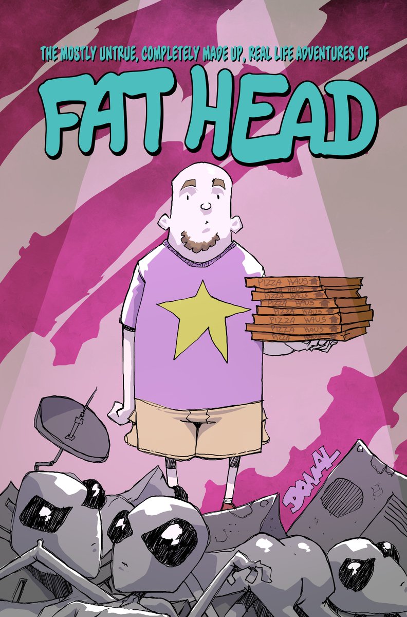 DonalTDeLay's tweet image. Something I did for fun a while back. It was going to be a 48pg digital comic about a guy that gets abducted by aliens on his way home from getting pizza. Starring ME!
I drew 6pgs, thumbnailed 10 & quickly realized I didn't have a story so I abandoned it like I do many projects.