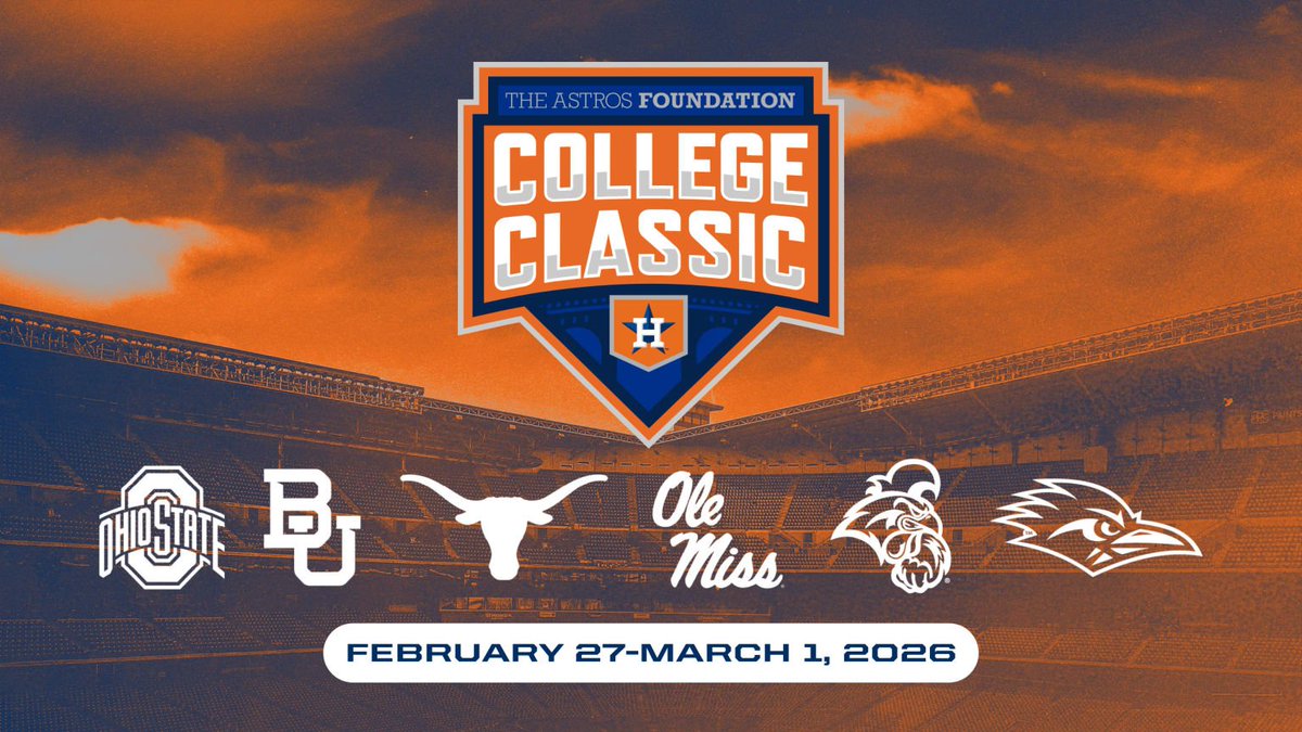.<a href="/UTSABSB/">UTSA Baseball ⚾️</a> will participate in the Astros Foundation College Classic. They will be taking on Ohio State, Coastal Carolina, and Baylor. No rematch with the Longhorns.