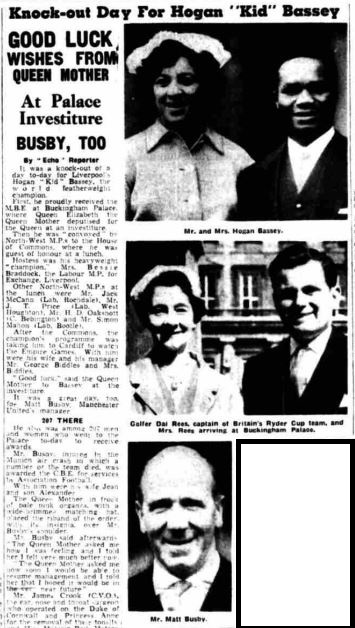 Liverpool1207's tweet image. Nigerian boxer Hogan 'Kid' Bassey moved to Liverpool in 1951. On 22nd July 1958 he received the M.B.E., on the same day as Matt Busby.
Bessie Braddock would go to meet him 🥊