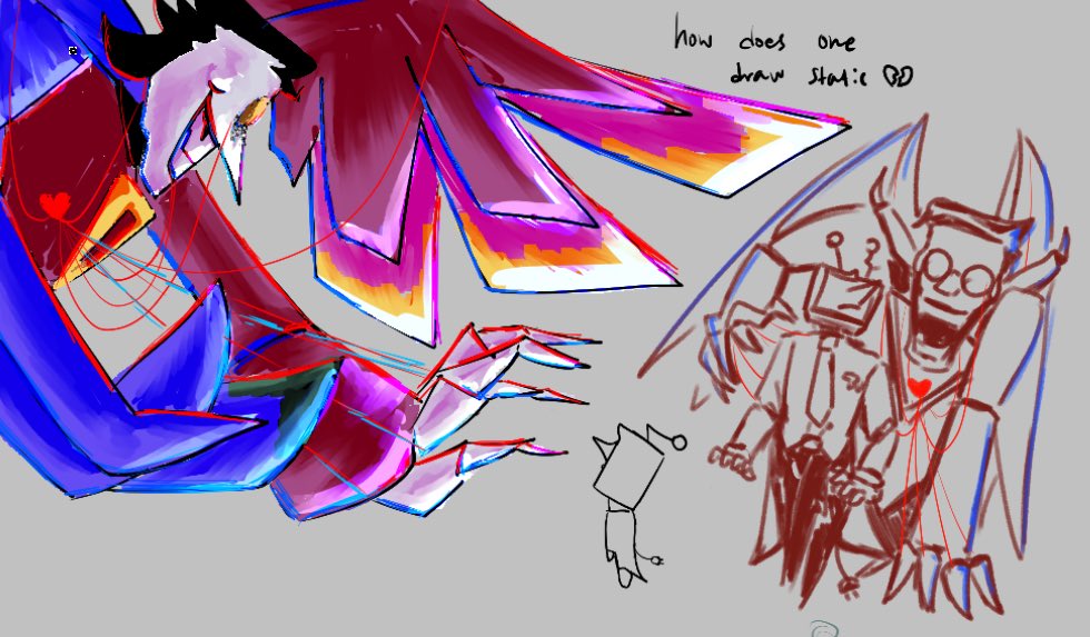 ASolidCat's tweet image. a bunch of #spamtenna stuff from a magma session!
The first one is an au concept ive been tossing around where neo actually gets the soul and we possess him and the dynamic that would spawn if he met tenna again like that…