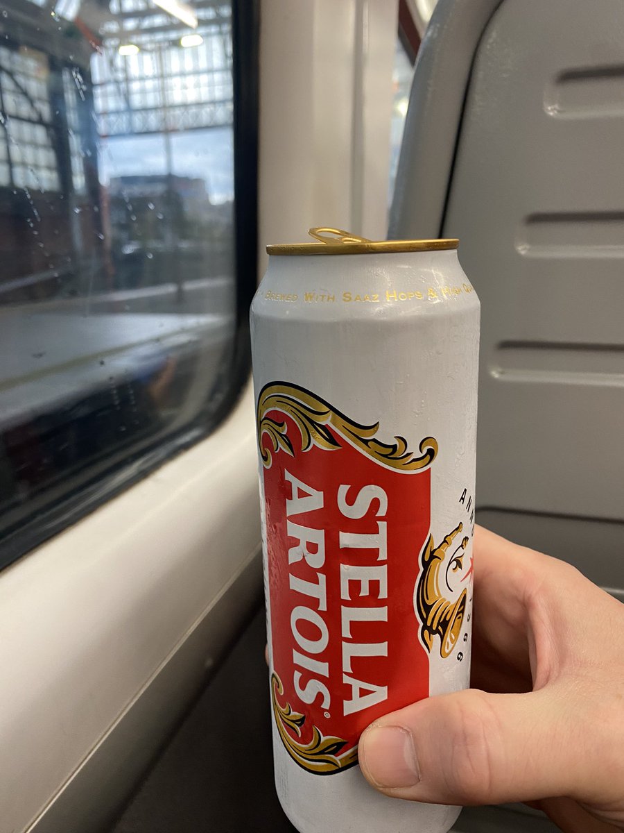 Reassuringly expensive train beer, just like the old commuting days, I could get used to this (without the 2 hour delays and 43 year old rolling stock ) <a href="/nationalrailenq/">National Rail</a> #avtweeps