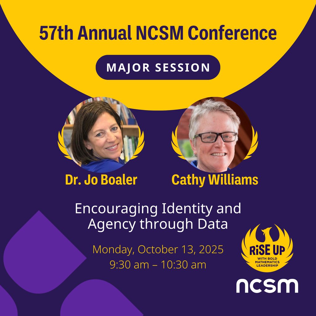 MathEdLeaders's tweet image. How can data empower students in math? 📊 Find out in this powerful Major Session with Dr. Jo Boaler & Cathy Williams at #NCSM2025 in Atlanta!
Register today: 🔗 mathedleadership.org/57th-annual-co…