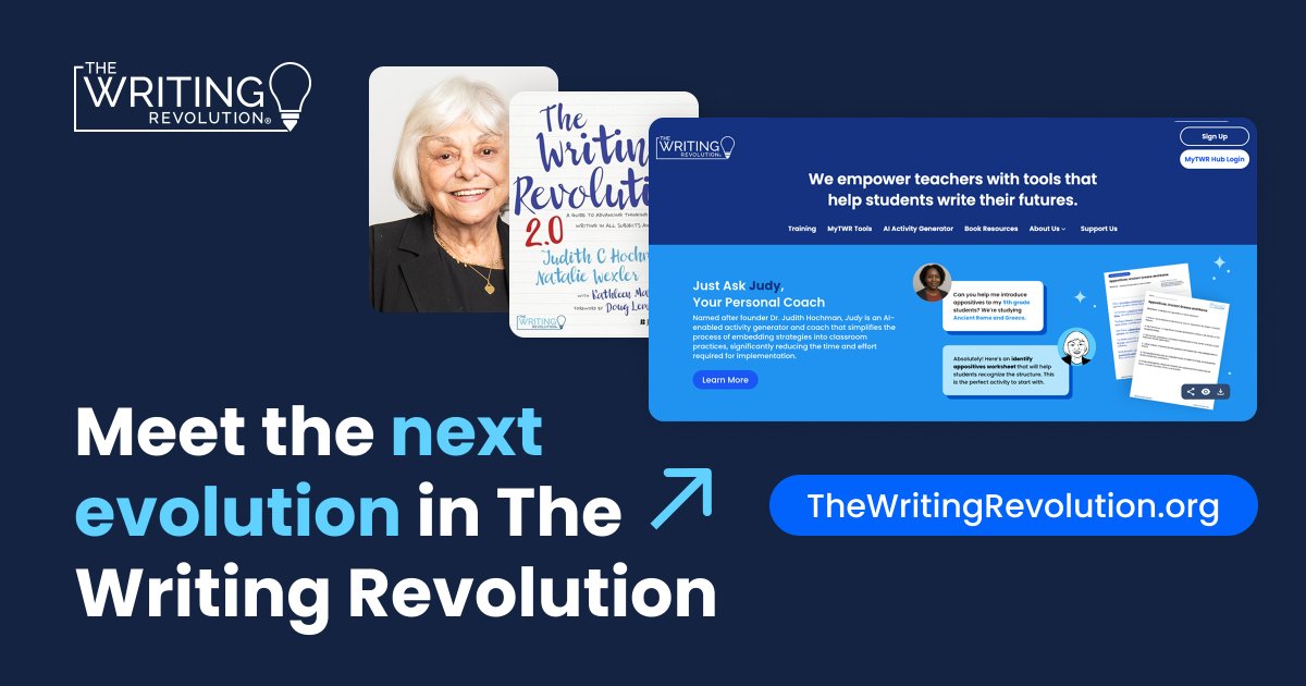 TheWritingRevol's tweet image. Perhaps we've been thinking about you more than you have been thinking about us, and that’s exactly how it should be. 😀
Because behind the scenes, we have been reflecting, reimagining, and building.
Now, we are proud to introduce the next evolution of The Writing Revolution to…