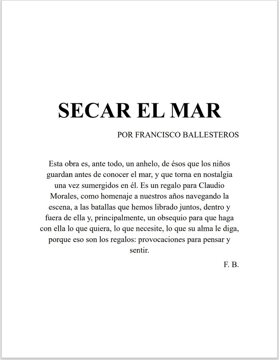 Próxima producción de <a href="/St_Teatro/">SoñArtesanos Teatro</a> Obra especialmente escrita para nuestro director <a href="/Claudioteatral/">Claudio Morales</a> Pronto noticias
#SecarElMar #Teatro #Actuacion #Ficción #Vida #Corazón #Amor #SaltosCuanticos #ViajesEspaciales