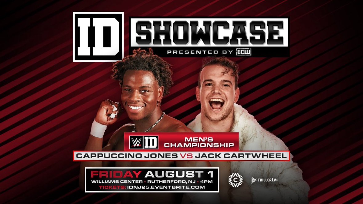 BodyslamNet's tweet image. 🚨 Huge news! @JackCartwheel faces @coldbrewjones in the inaugural WWE ID Championship Match at GCW’s ID Showcase! 🏆 Join us at Williams Center, Rutherford NJ, Aug 1st 🎟️ Get tix: IDNJ25.EVENTBRITE.COM 📺 Watch live on @Triller_TV #WWEID #GCW
Follow @WrestleMobs for more 👀