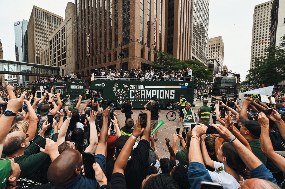 Bucks's tweet image. Four years ago today, we celebrated a championship with our city. 🏆