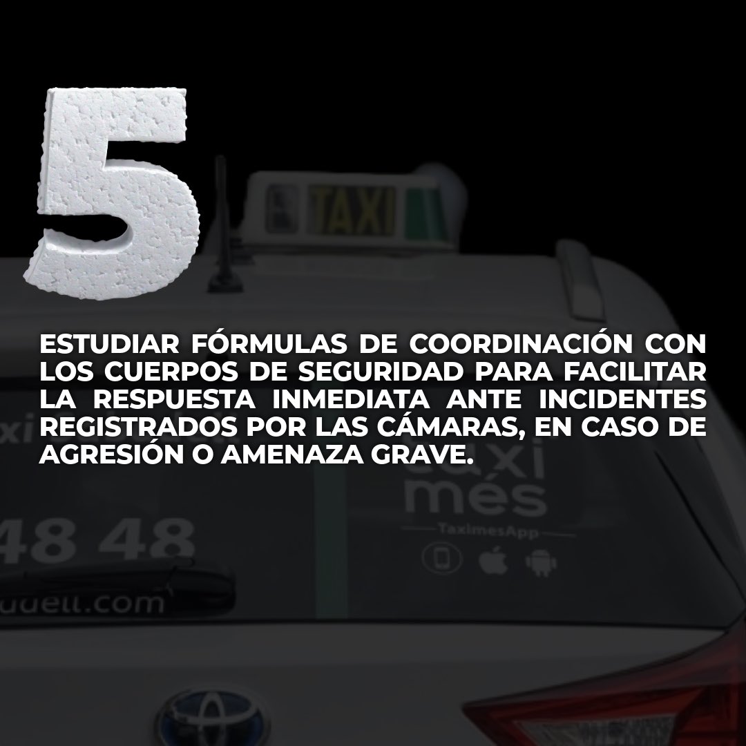Sabadell_VOX's tweet image. 🚨VOX SABADELL EXIGE SUBVENCIONAR LA INSTALACIÓN DE CÁMARAS EN LLS TAXIS.
5 medidas para mejorar la seguridad de conductores y pasajeros en Sabadell.