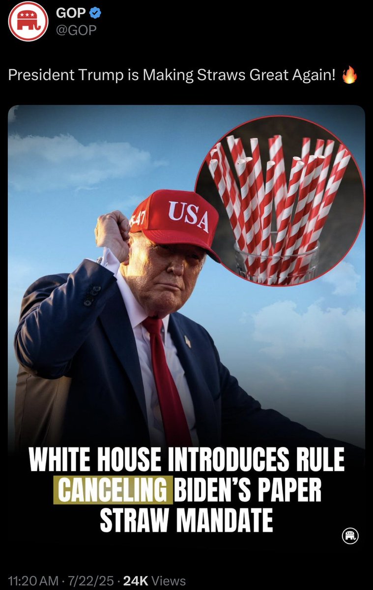 swd2's tweet image. Ok, paper straws are trash. We have to figure out another way. But this sack of chicken grease is throwing everything at the wall to distract us. 😂