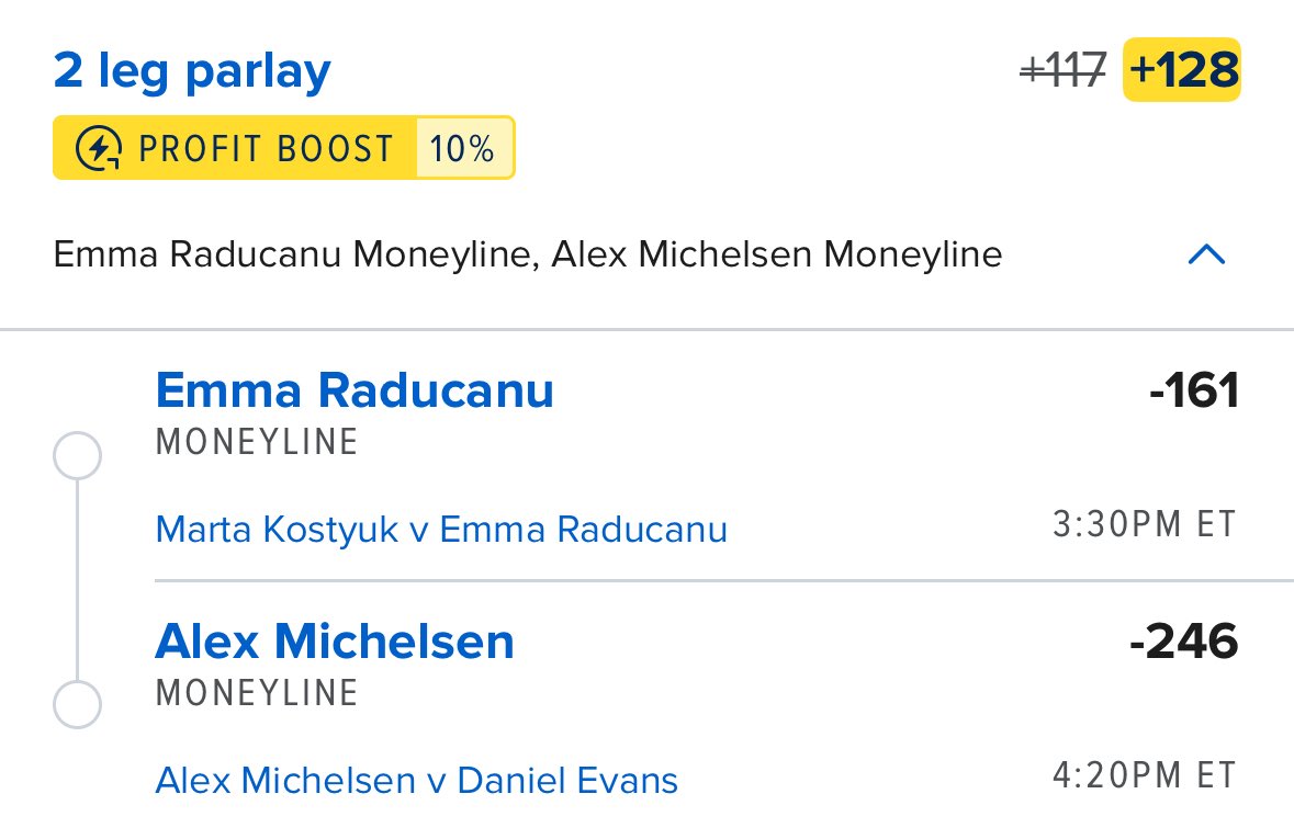 Profit Pair💰🧾

Raducanu ML + Michelsen ML🔮

Follow, ❤️, &amp; 🔄 for more 🔒’s

Good luck if tailing🍀
#GamblingX #TennisBets #TennisBetting #TennisPicks #ATPWashington #GamblingCommunity