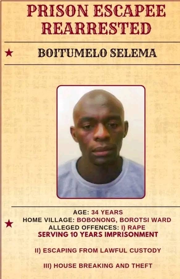 PublicIntrestBW's tweet image. PRISON ESCAPEE HAS BEEN REARRESTED