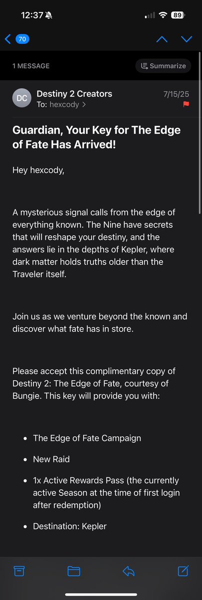 🎁 So I missed that <a href="/DestinyTheGame/">Destiny 2</a> sent me a free key for Edge of Fate + season pass

&amp; I bought the CE so I’m giving it away! 

To enter:
✅ Follow+Retweet
✅ Reply with a screenshot of your ugliest Guardian drip (ingame name visible)

Make my eyes bleed!

🥇picked tomorrow