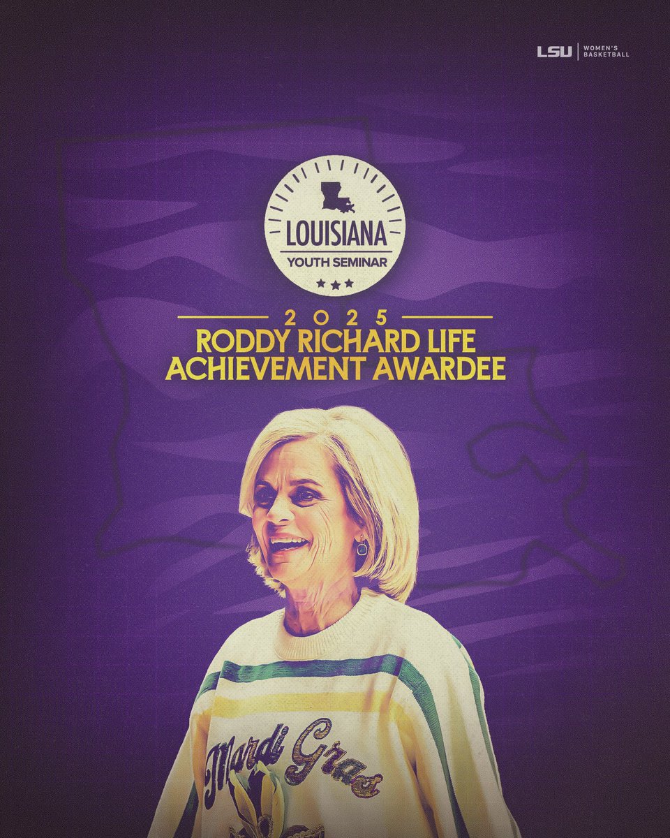 LSUwbkb's tweet image. Kim Mulkey has been named the 2025 Roddy Richard Life Achievement Awardee!
📄 bit.ly/3GXQHPC