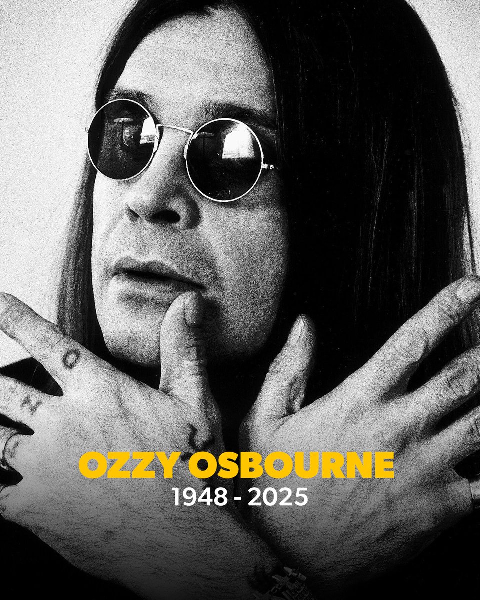 TodayFM's tweet image. Sad news this evening ๐
Black Sabbath singer Ozzy Osbourne has passed away aged 76 ๐๏ธ
A statement from the family read "He was with his family and surrounded by love"