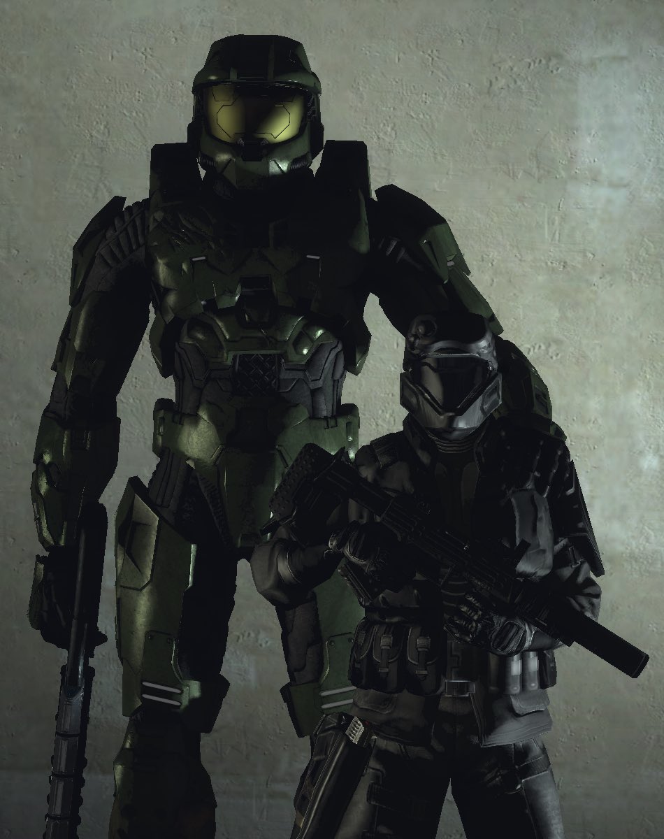 TheUnarmedCat's tweet image. Photo with the big guy.
Original artwork/idea by @Rythayze
#HALO #odst #gmod