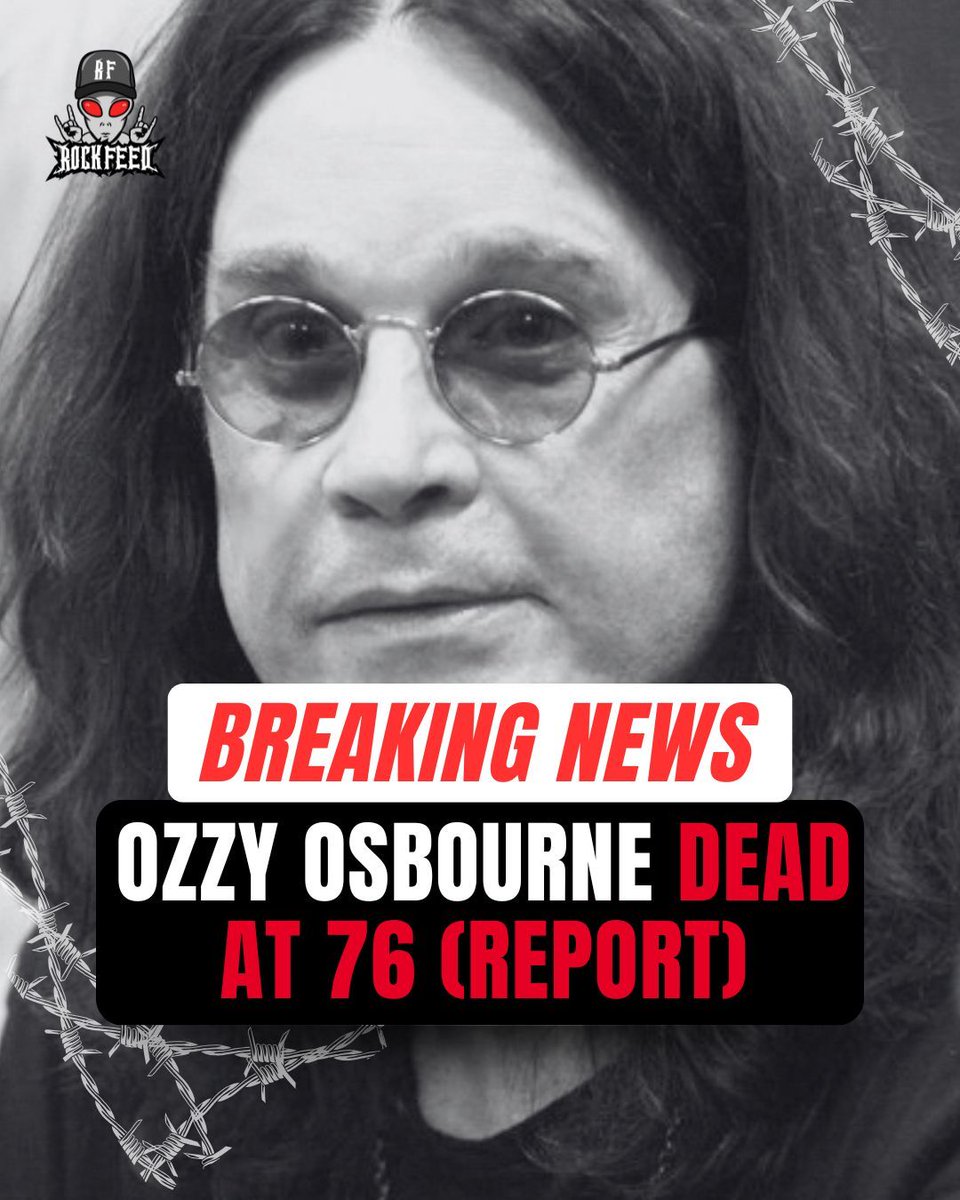 RockFeedNet's tweet image. BREAKING NEWS: Ozzy Osbourne, the legendary “Prince of Darkness” and one of rock’s most iconic frontmen, has passed away at 76.
The Osbourne family shared in a statement obtained by The Guardian: “It is with more sadness than mere words can convey that we have to report that our…