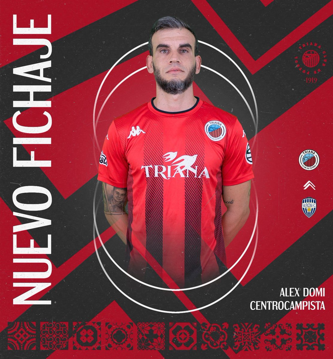 TrianaCF19's tweet image. Alex Domi se convierte en nuevo jugador del Triana Club de Fútbol.
Procedente del Valencina, Domi se incorpora a nuestro club para reforzar con su experiencia el centro del campo de nuestro equipo.
¡Bienvenido a tu nueva casa, Domi! ♥️