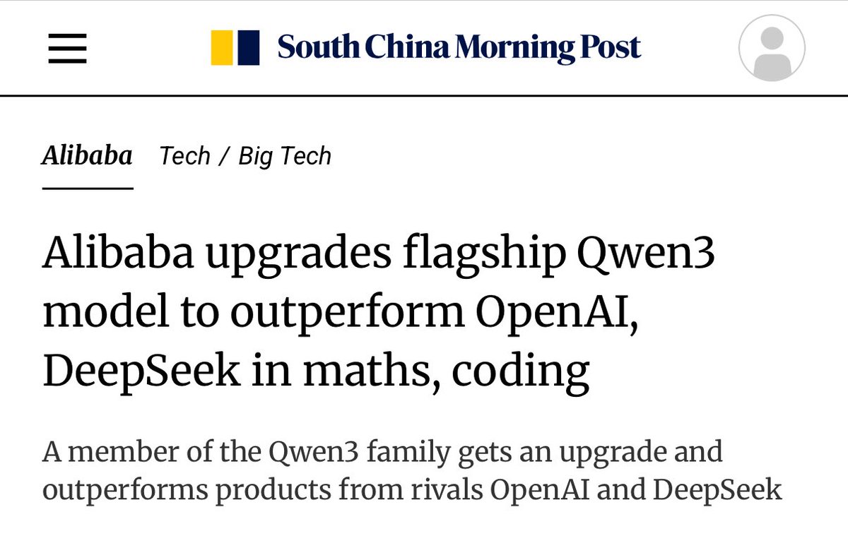 JaguarAnalytics's tweet image. $BABA Alibaba new upgrade is scoring better than OpenAI and DeepSeek.
scmp.com/tech/big-tech/…