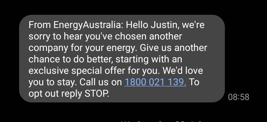 AntipodeanMacro's tweet image. How about offering your "best" price initially instead of taking the piss?
@EnergyAustralia