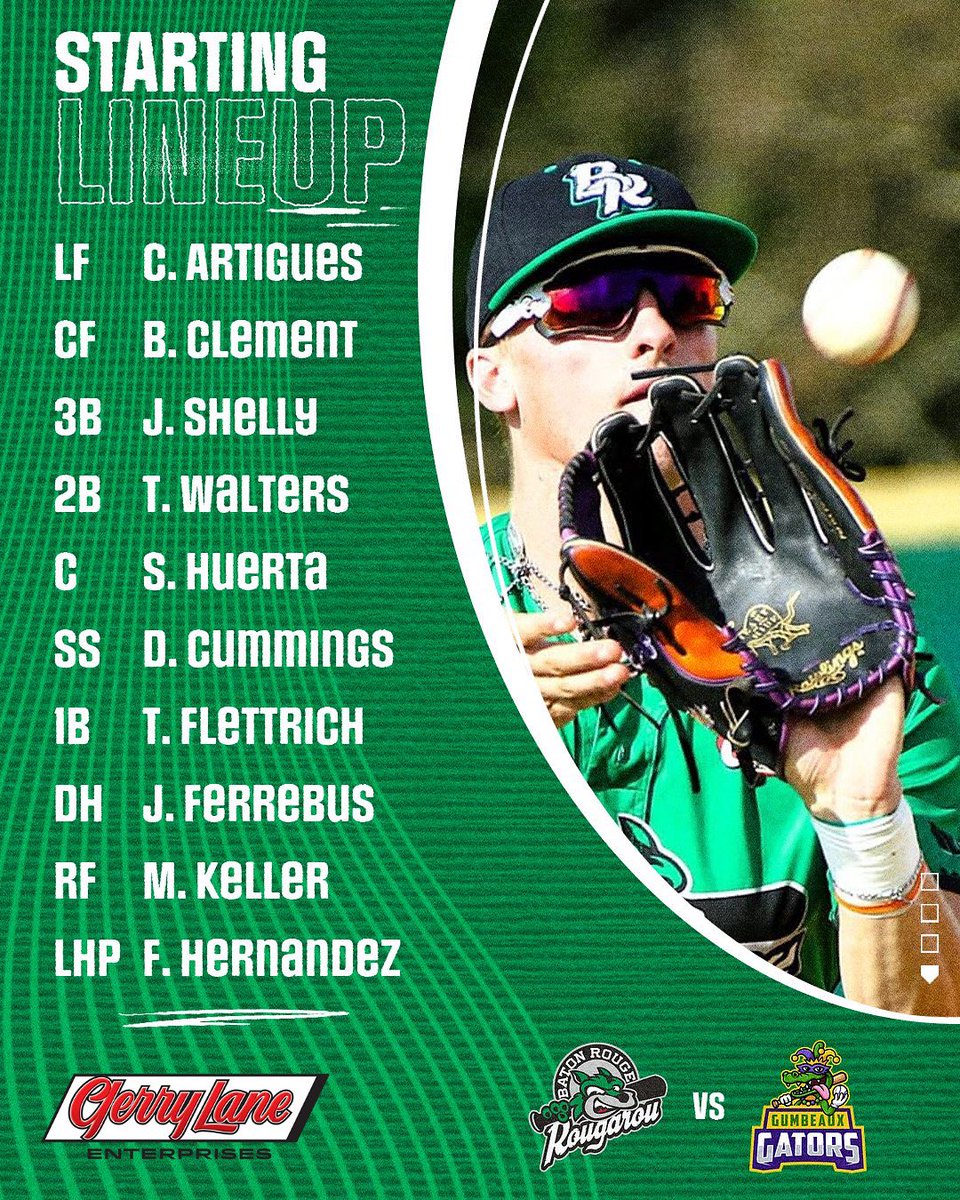 BRRougarou's tweet image. Tuesday Night Starters
#BatonRougeRougarou #Baseball #TCL #SummerBaseball #Gameday #FirstPitch
#LakeCharlesGumbeauxGators
#GerryLane