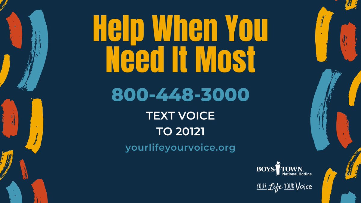 We will be here for you. Our hotline specializes in talking with kids, teens, and young adults. Call 800-448-3000 or TEXT VOICE to 20121. yourlifeyourvoice.org