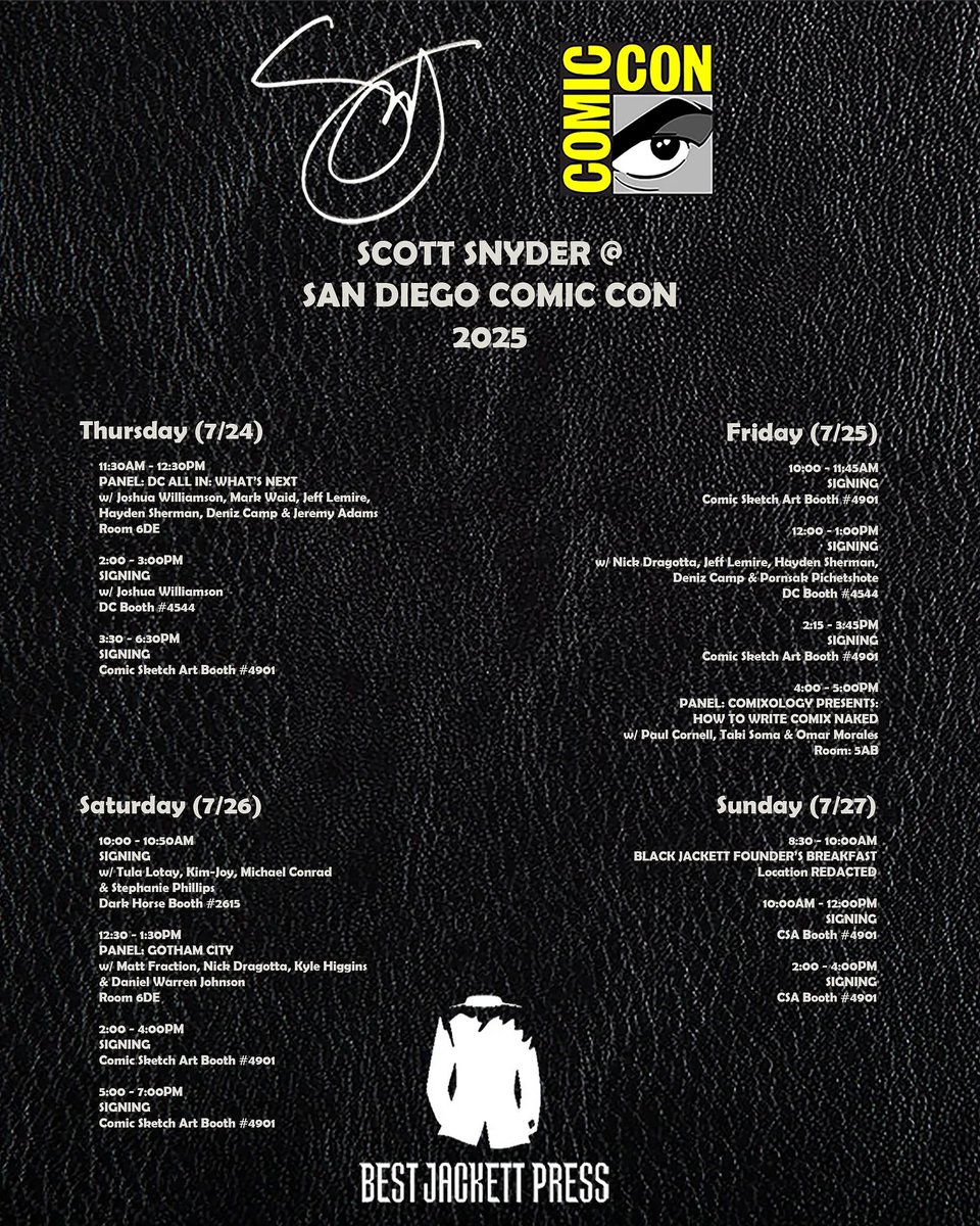 Ssnyder1835's tweet image. I can't wait to see you guys at @comiccon this week!
Come see me at my @ComicSketchArt booth (#4901) signings and don't miss my @DCOfficial panels! Some MAJOR announcements I can't wait to share :)
