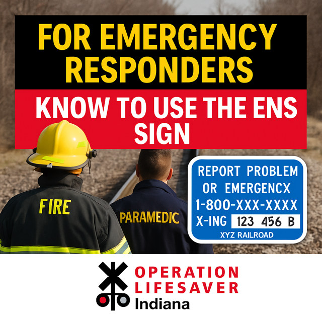 IndianaOpLife's tweet image. 🚨 Emergency Responders—This Sign Saves Lives.
If you arrive at a railroad crossing emergency, use the blue ENS sign to stop train traffic fast.
📞 Call the number.
🔢 Give the crossing ID.
Seconds matter—be ready.
Tag a responder or share to spread the word!
#RailSafety