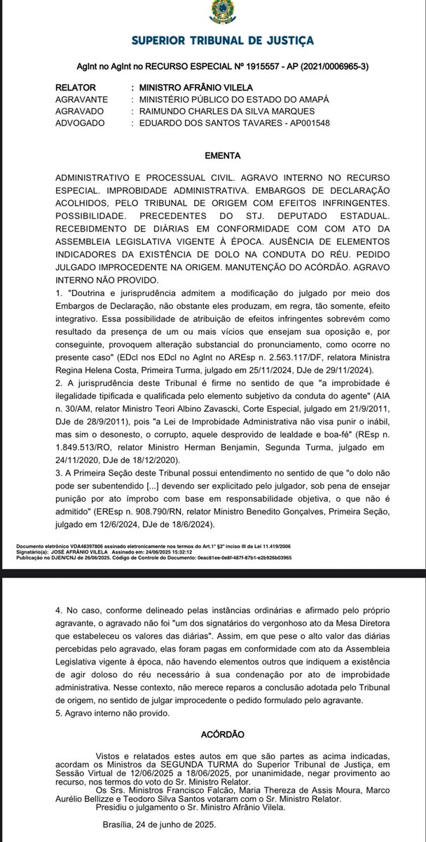 jorgamsoares's tweet photo. Link do Acórdão: https://t.co/VnxAWOwvQU Fonte: (AgInt no AgInt no REsp n. 1.915.557/AP, relator Ministro Afrânio Vilela, Segunda Turma, julgado em 18/6/2025, DJEN de 26/6/2025.). https://t.co/3zP2qvcted