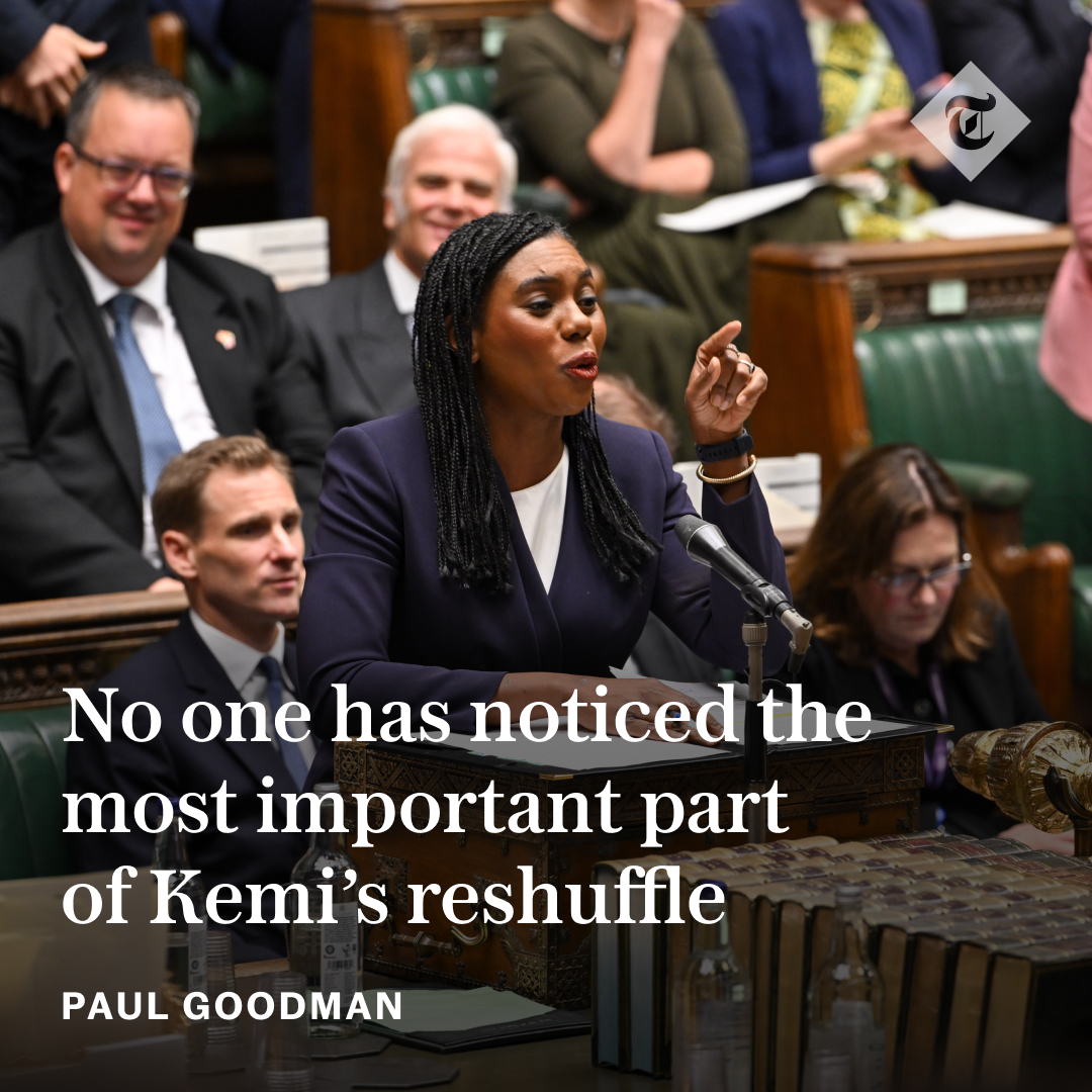 Telegraph's tweet image. ✍️ 'James Cleverly’s return is not the most significant decision of Ms Badenoch’s shake up' | Writes Paul Goodman
Read the full column here 👇
telegraph.co.uk/news/2025/07/2…