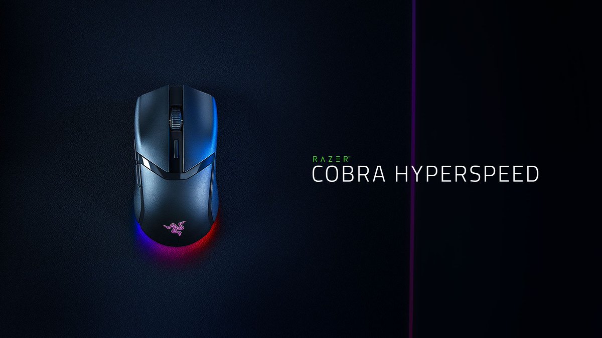 Perfected for play. Meet the Razer Cobra HyperSpeed — your new go-to 62g lightweight customizable wireless mouse for immersive gaming: rzr.to/cobra-hs

Get access to 9 customizable controls, 4-zone Chroma lighting, and triple optical precision across the sensor, scroll