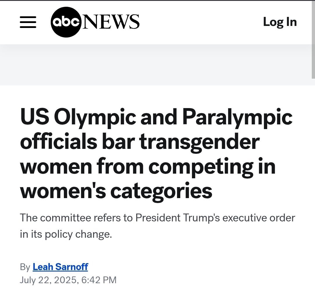 protect_txchild's tweet image. “US Olympic and Paralympic officials bar *men from competing in women’s categories”
Fixed it for you, @ABC