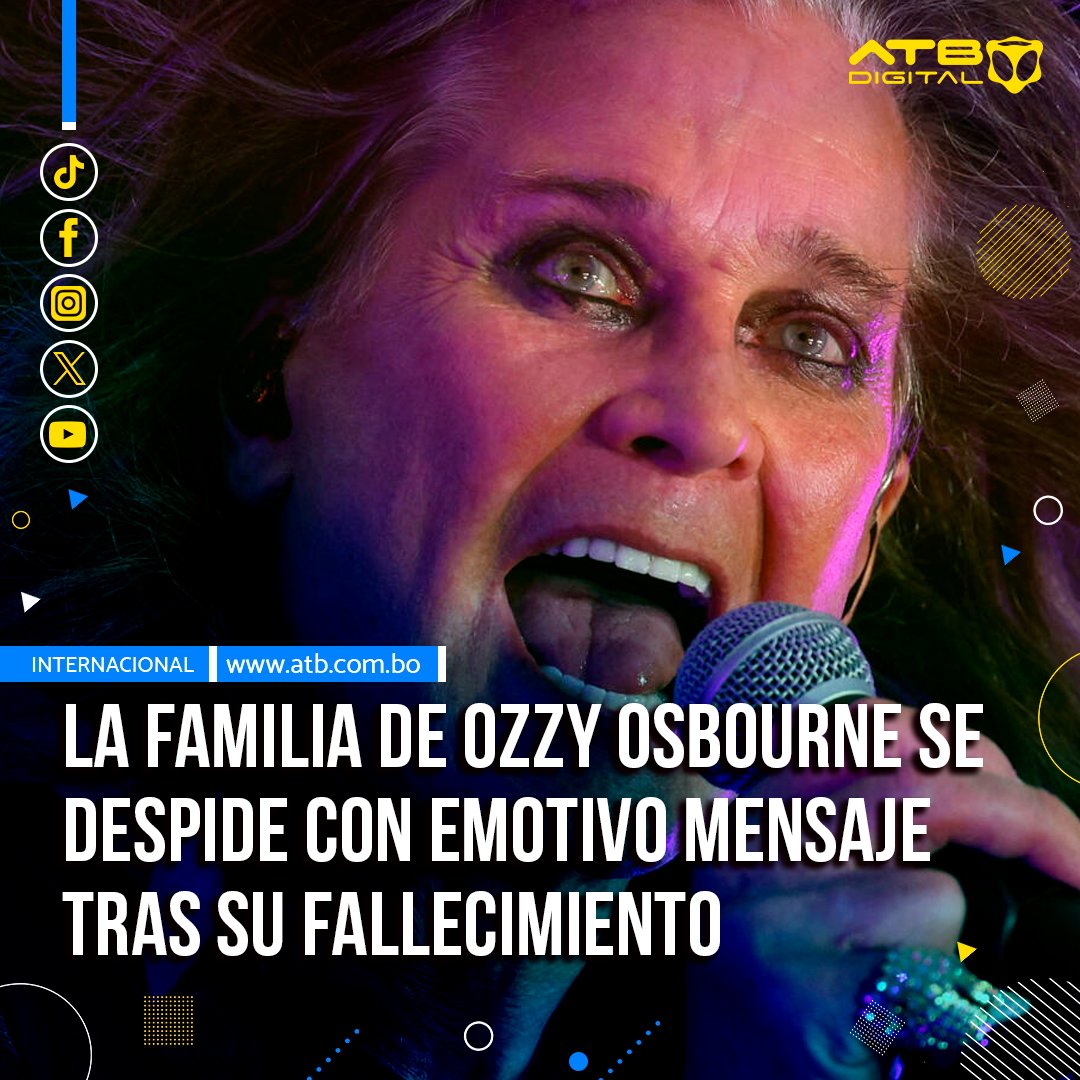 EnConexionbol's tweet image. Los familiares de #Ozzy Osbourne emitieron un comunicado para pronunciarse por el #fallecimiento del músico #británico, conocido por haber sido el #vocalista de la #banda de '#heavy #metal' Black Sabbath.
#ATBDigital #ATBNoticias #ATBInforma