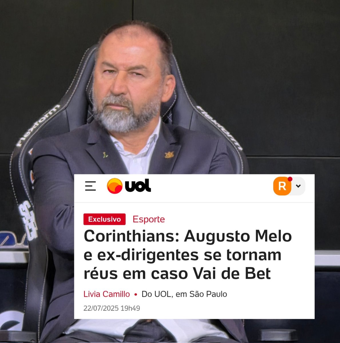 Indiciado pela Polícia Civil, denunciado pelo Ministério Público e, agora, réu na Justiça...

... só faltava algum sócio ainda querer votar a favor de um retorno no dia 9 e o Corinthians ter um réu como presidente em exercício... a pessoa tem que ter muito desapego à instituição