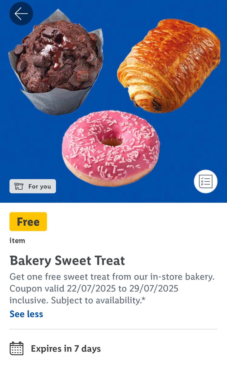 StarFreebies's tweet photo. 🤩  Free sweet treat from Lidl (50,000 available)

Free Lidl sweet treat of your choice from their fresh bakery section for the first 50,000 people to redeem the code at the bottom of the page...
These will go fast, don't miss it! 🏃🏼‍♀️ https://t.co/SZSnosrRvq