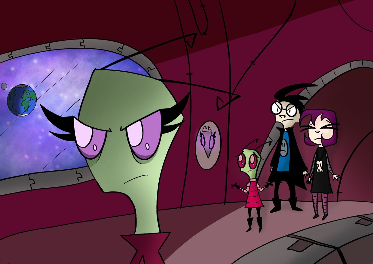 Scraleos's tweet image. more invader zim cringe, a scene from the fanfiction im writing, so much angst