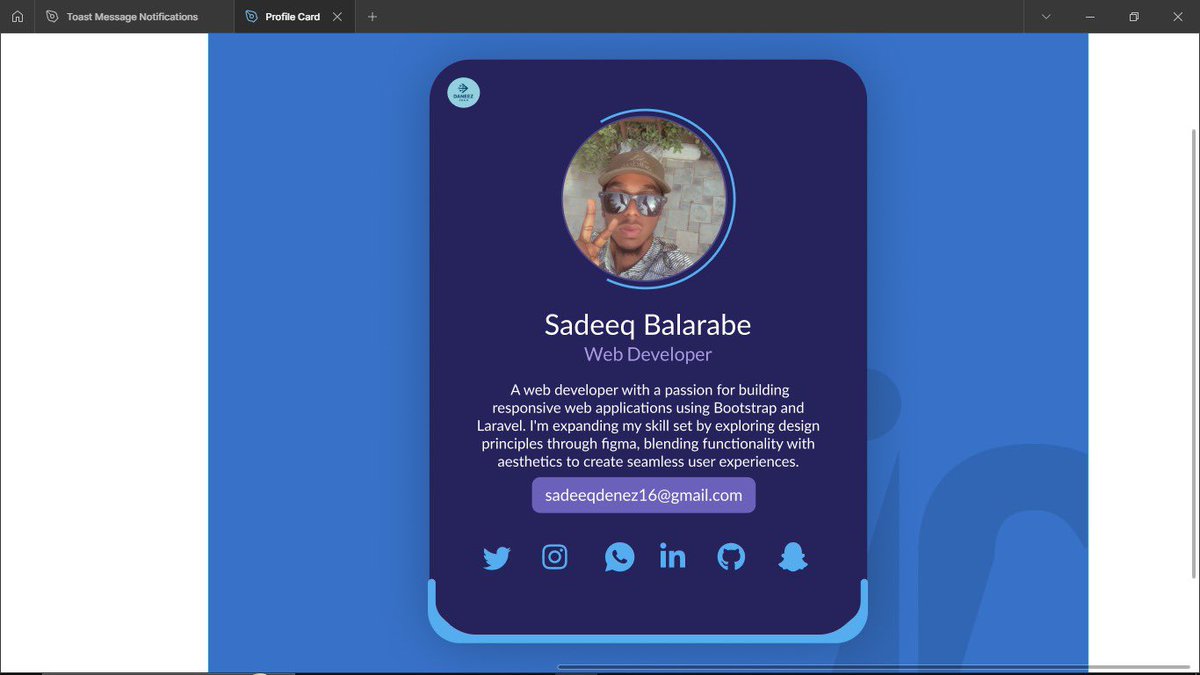 SadeeqDaneez's tweet image. Day 6's design challenge includes two distinct user profiles, each with its own unique style. Check out the profiles I created!