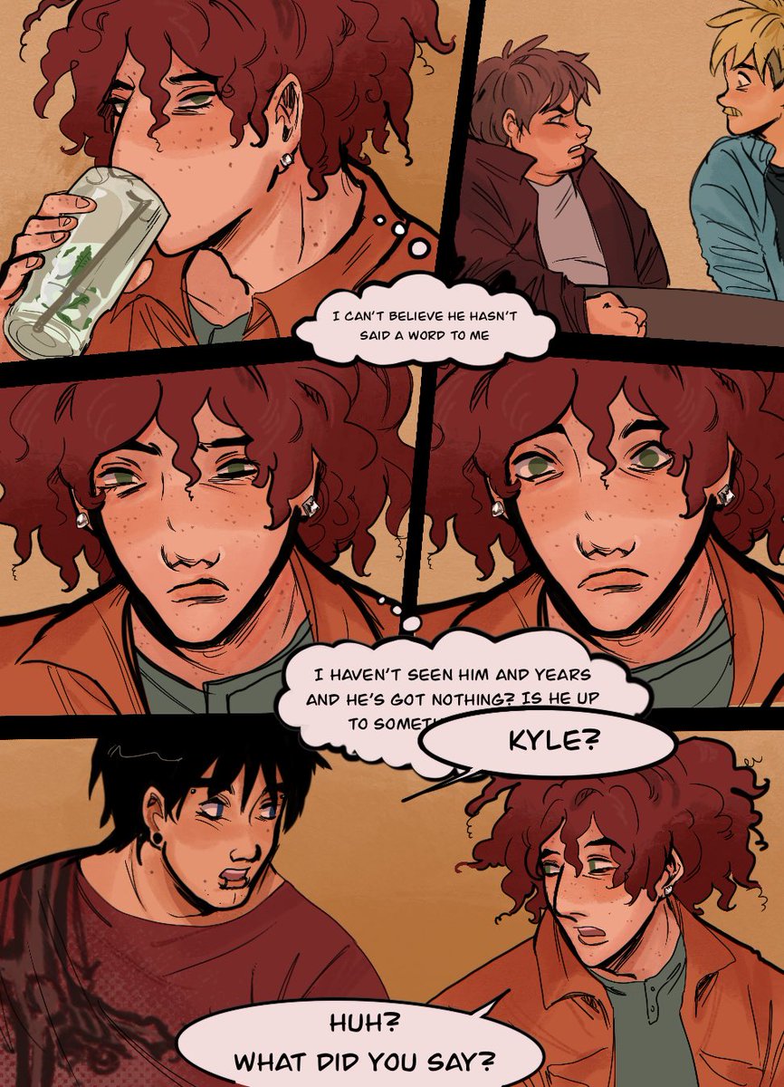 Love Lies Bleeding (Kyman fic) 
// pages 1-4 

This is a #Kyman series i hope to consistently update! I want to note that the art style/coloring may be pretty inconsistent. The point of this story is to get practice illustrating. Anyways i hope this isnt too cringe lol (..🫠)