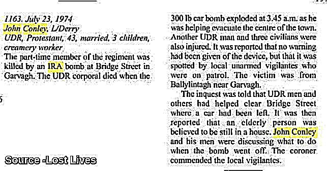 OnThisDayPIRA's tweet image. #OnThisDay in 1974 the IRA murdered John Conley, 43. Married father of 3. UDR/Creamery worker. 300lb no warning bomb exploded at 3:45 am, Garvagh. Car spotted by locals. Town cleared but Cpl Conley was returning to an older person`s home who hadn’t responded. He died 6:45 am #OTD
