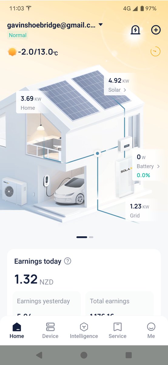 KiwiEV's tweet image. The sun is shining on this midwinter day, so now is a good time for me to get up on the roof and record a midwinter solar panel update. Is it still worth it to get solar after a rainy and gloomy last couple of months? Let's find out.