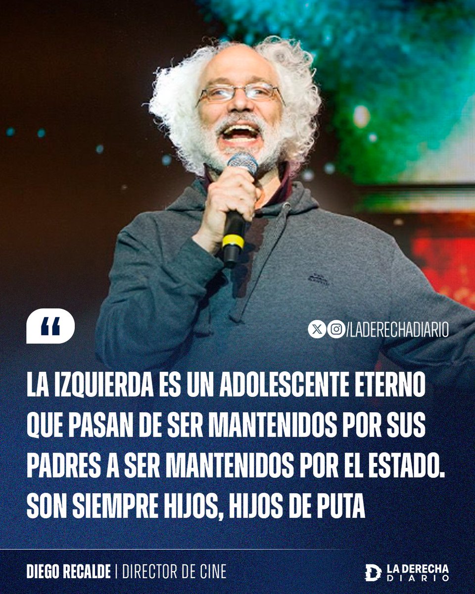 laderechadiario's tweet image. 🚨🇦🇷 | "La izquierda es un adolescente eterno que pasa de ser mantenido por sus padres a ser mantenido por el Estado. Son siempre hijos, hijos de puta": La acertada frase del cineasta Diego Recalde en La Derecha Fest, el evento organizado por La Derecha Diario en Córdoba.