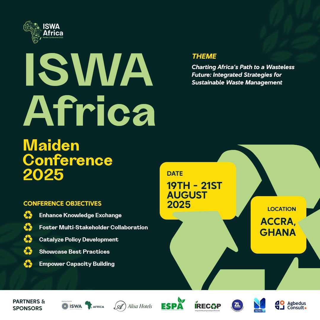 vessel4's tweet photo. Pen 🖊️ it down Waste enthusiast .
ISWA Africa Maiden Conference is happening next month from 19-21 August 2025. Alisa Hotel 

#ISWAAfrica2025  #SWAGH 

The Black Queens https://t.co/WRsXN2j5oi