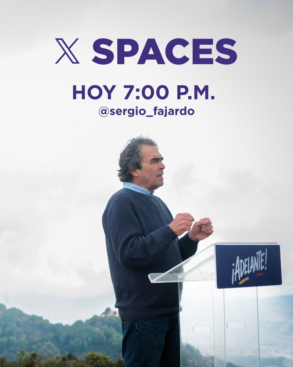 Sergio Fajardo (@sergio_fajardo) on Twitter photo ¡Nos vemos en un rato! 
Aquí pueden unirse: x.com/i/spaces/1kvKp… ¡Nos vemos en un rato! 
Aquí pueden unirse: x.com/i/spaces/1kvKp…