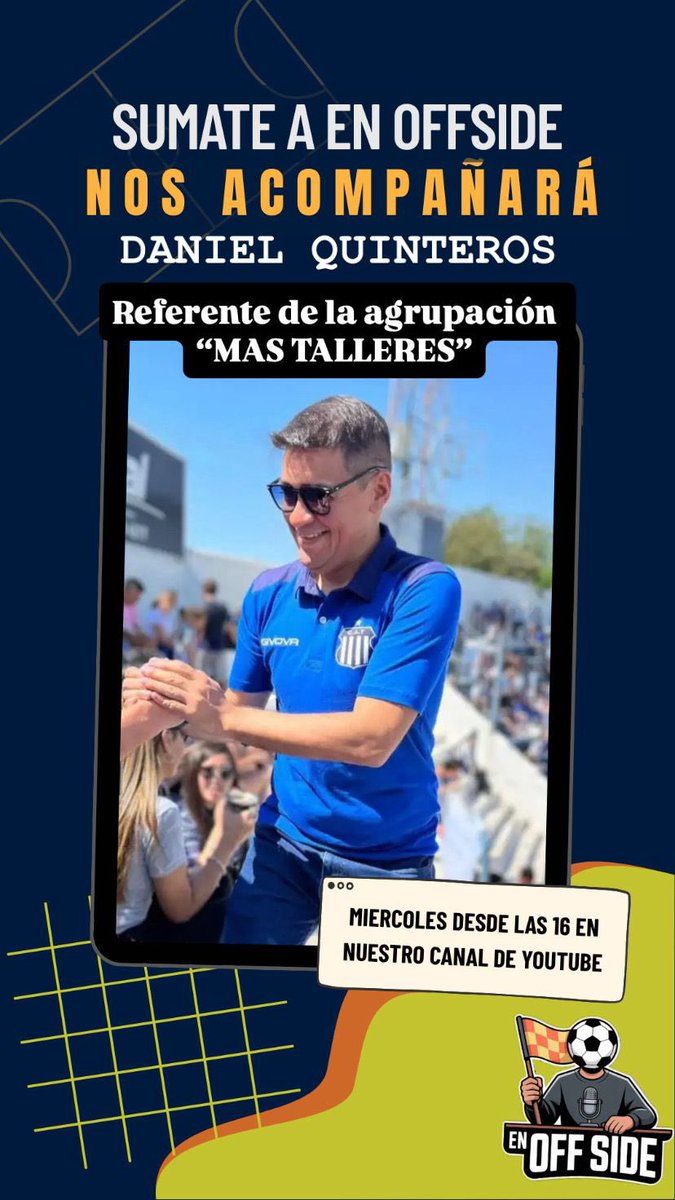 🔥🔥Mañana gran programa de <a href="/enoffsideok/">en offside</a> desde las 16 hs por YouTube.
Todo lo que necesitas saber de cara a la próxima asamblea del domingo.
Como se formó “Más Talleres”, cuáles son sus proyectos, qué opinan sobre el momento actual de Talleres y mucho +
