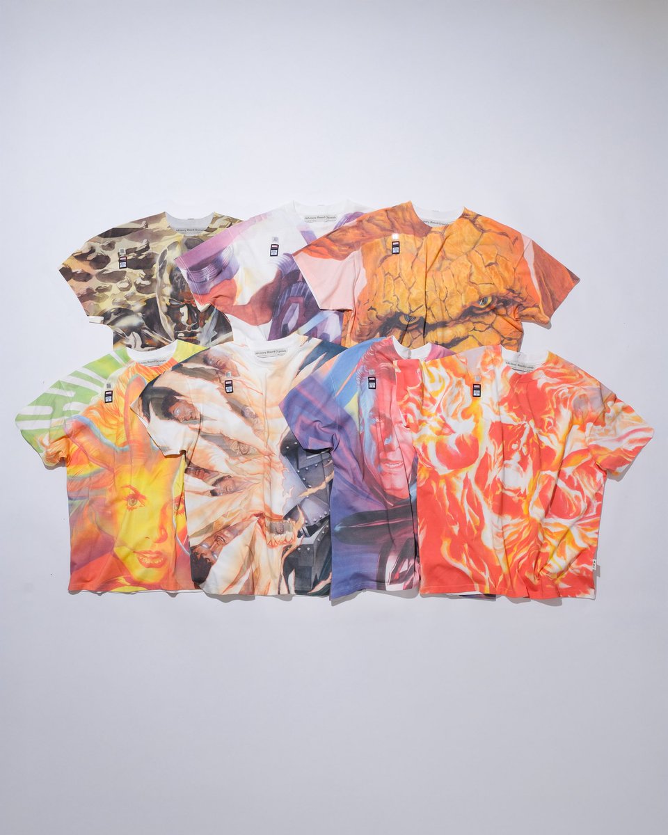 AbcCrystals's tweet image. Abc. / Fantastic Four blind blister pack Painterly Realism character t-shirts.
There are 7 character t-shirt options to coincide with the 7 character sneakers. Each character t-shirt will vary in rarity. Each shirt comes packaged in a sealed silver bag which is set inside of a…