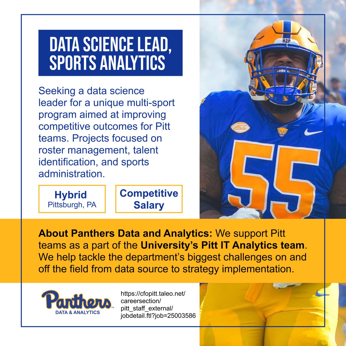 Excited to announce I am hiring for a Data Science Lead, Sports Analytics! You will work closely w/ Engineering, Analytics &amp; Data Science teammates to build data solutions informing decision-making for talent identification, roster management &amp; sports administration. (Link below)